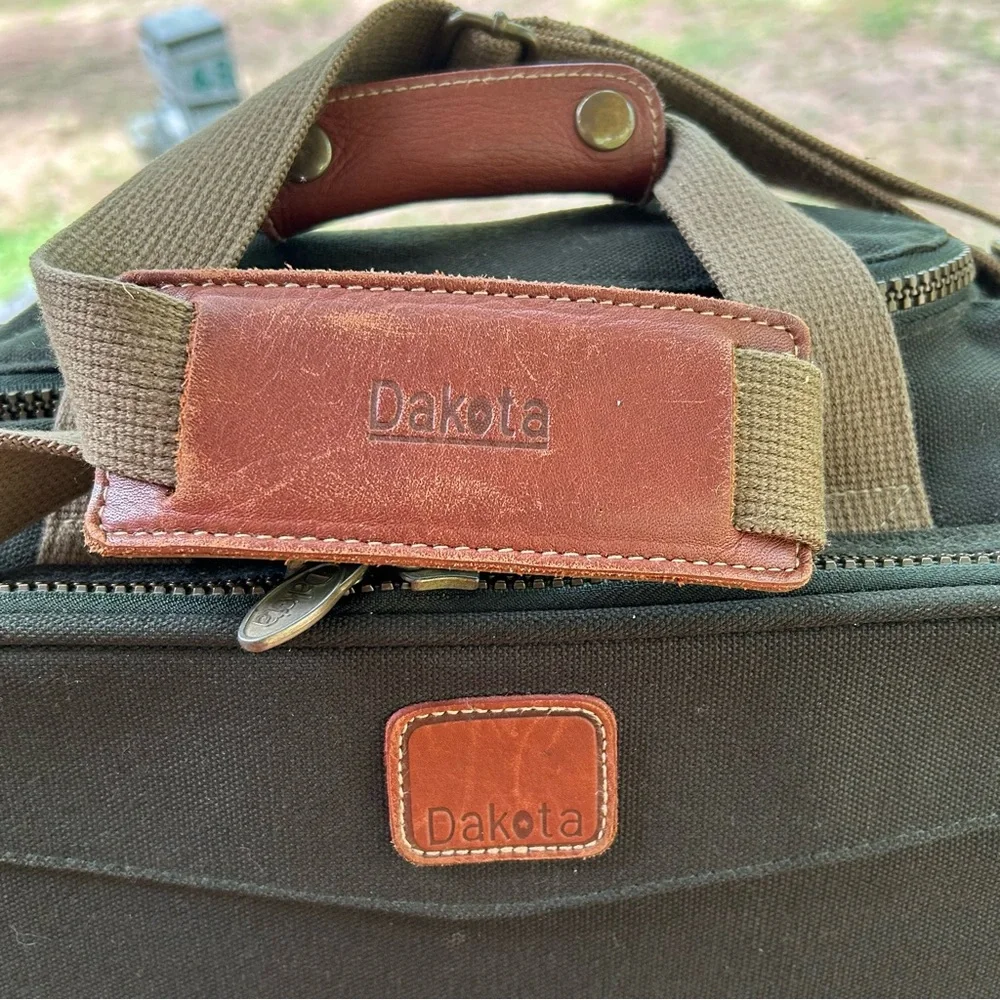 Vintage Dakota Dark Green Canvas & Brown Leather Messenger Bag